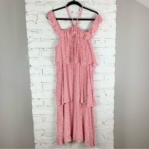 & Other Stories Tiered Berry Print Pink Midi Dress 12
